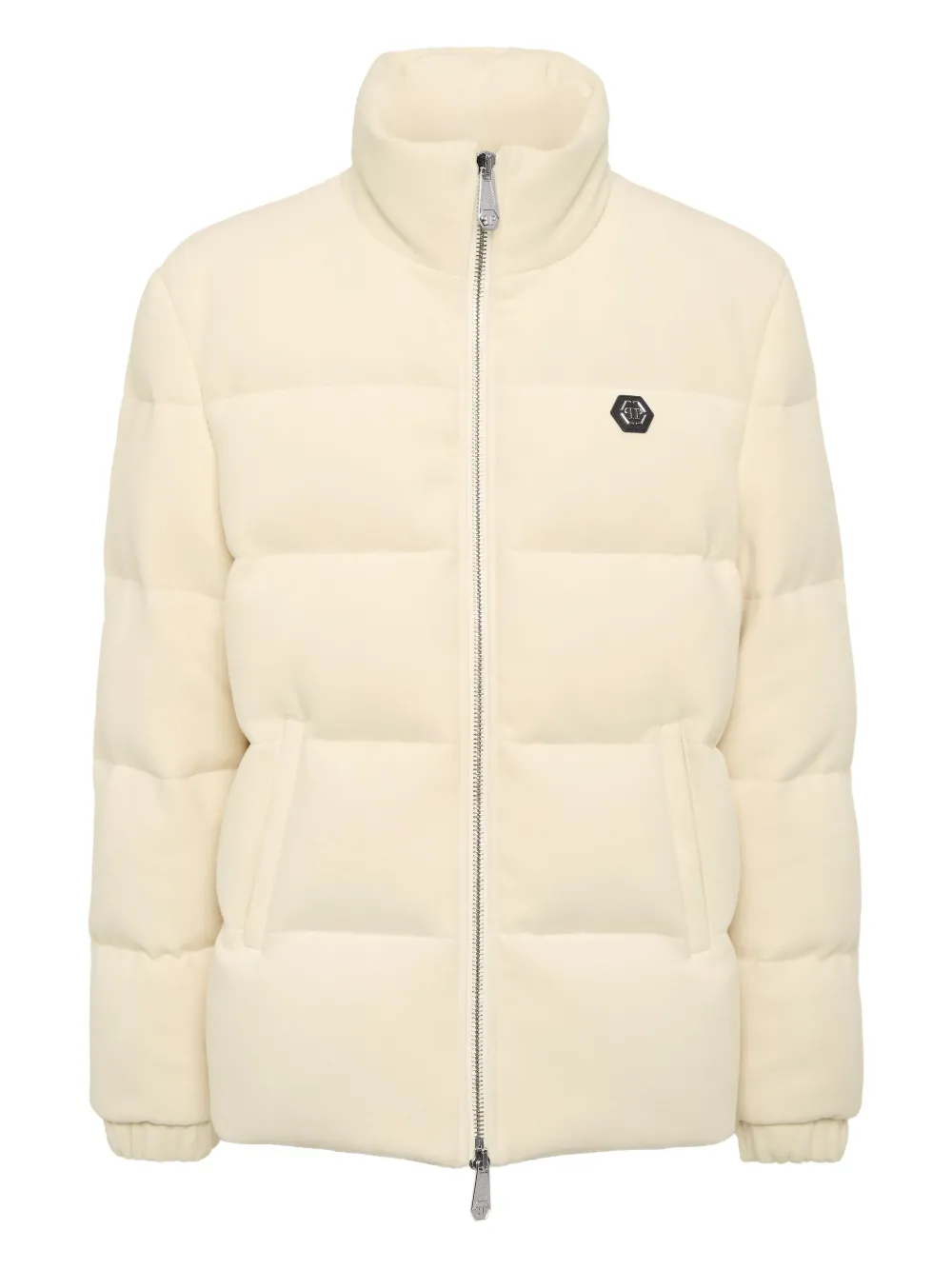 Philipp Plein quilted embroidered puffer jacket | White | Image 1