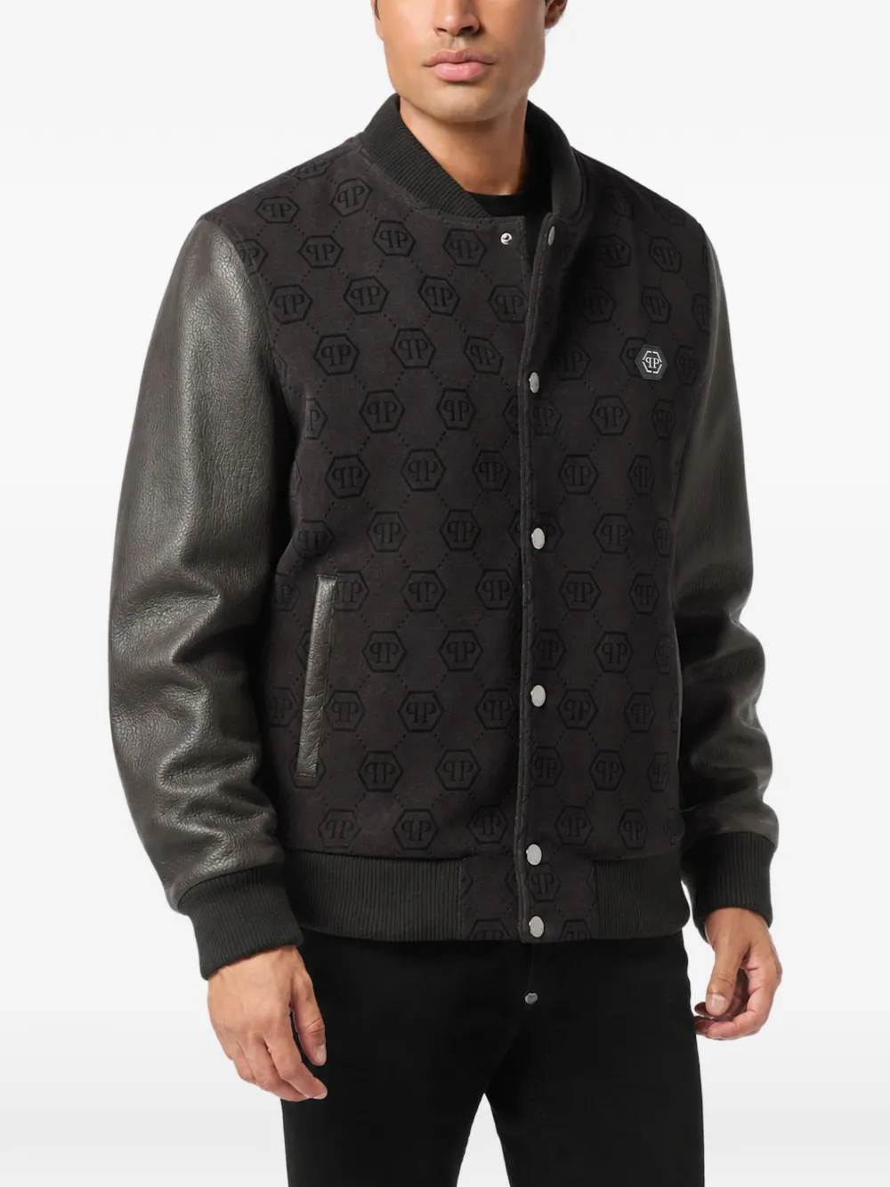 Philipp Plein Varsity bombermonogram Zwart