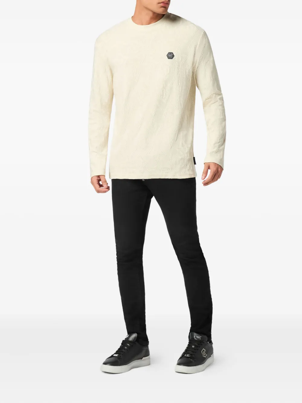 Philipp Plein T-shirt met jacquard wapenschild - Beige
