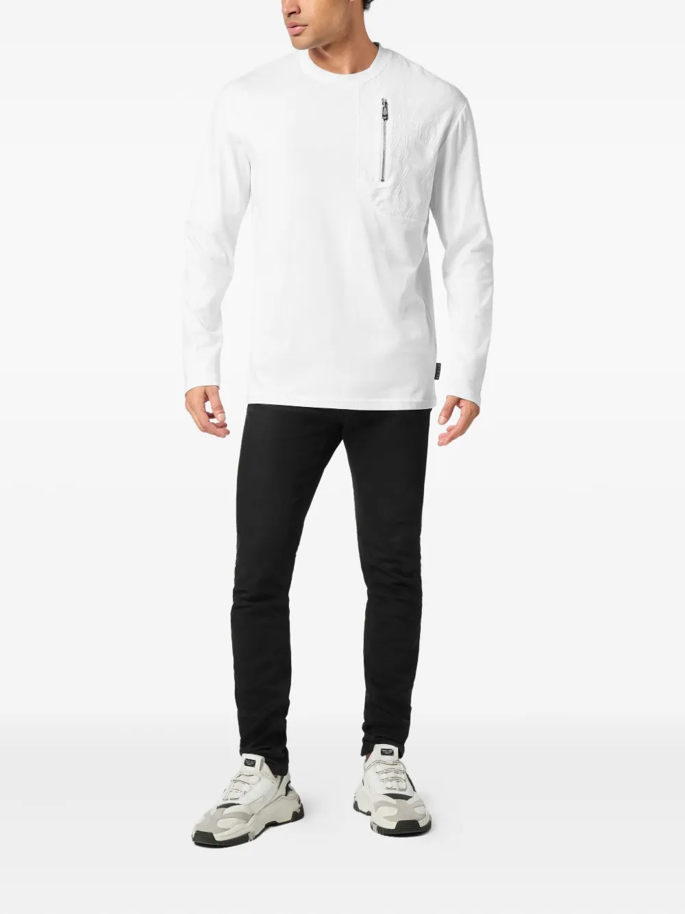 Philipp Plein T-shirt met jacquard borstzak - Wit