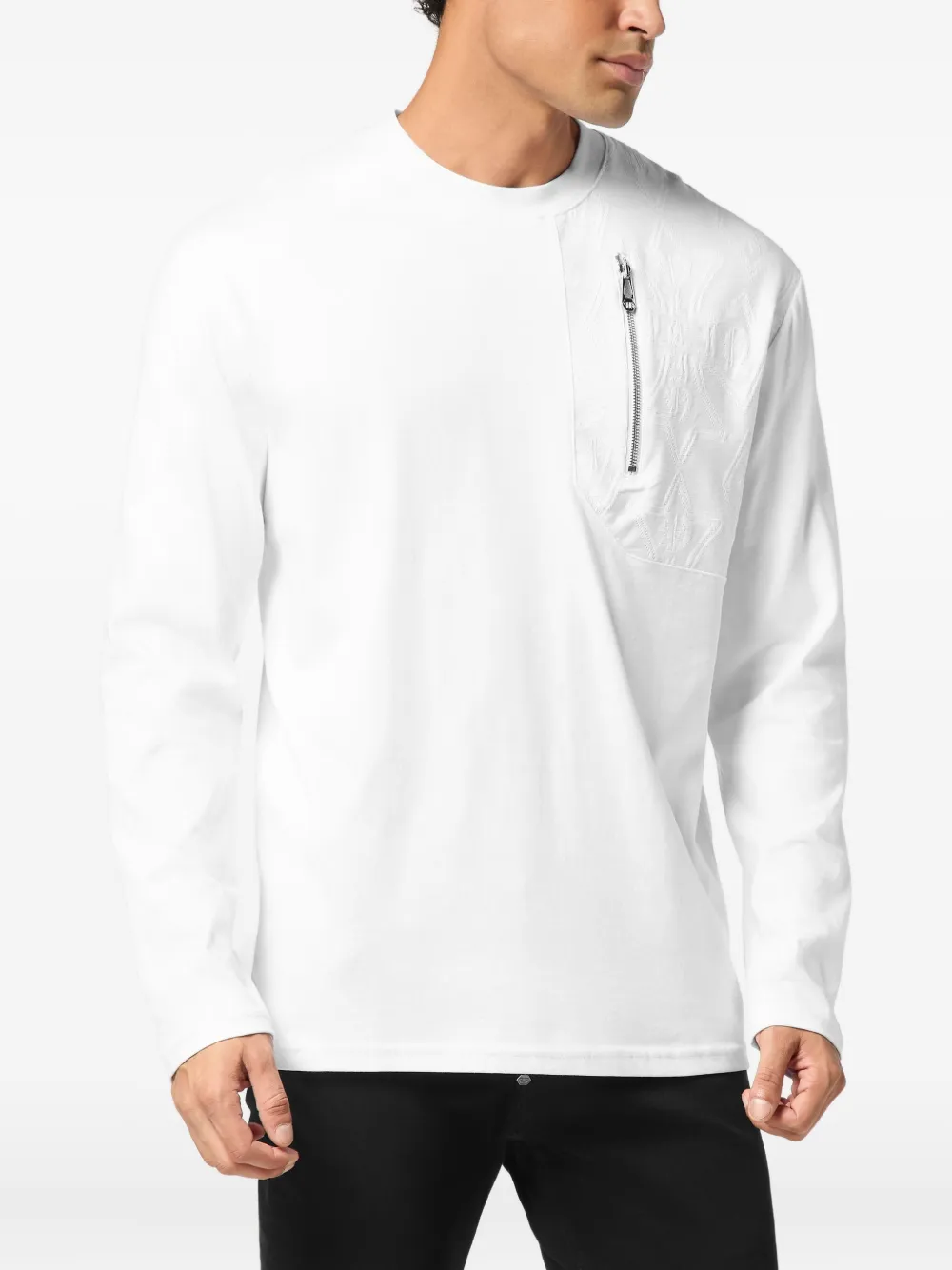 Philipp Plein T-shirt met jacquard borstzak Wit