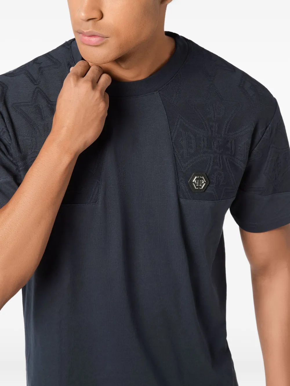 Philipp Plein T-shirt met jacquard wapenschild Blauw