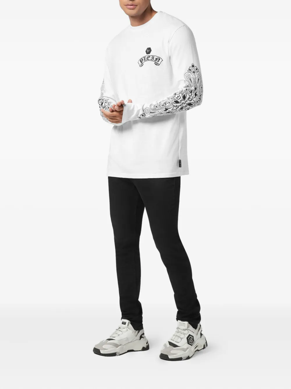 Philipp Plein T-shirt verfraaid met wapenschild - Wit