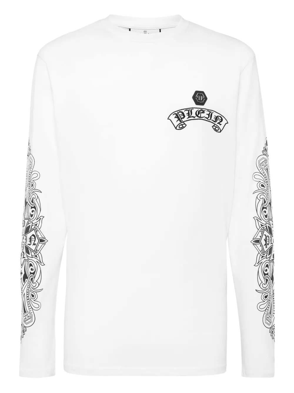 Philipp Plein crest-embellished long-sleeve T-shirt | White | Image 1