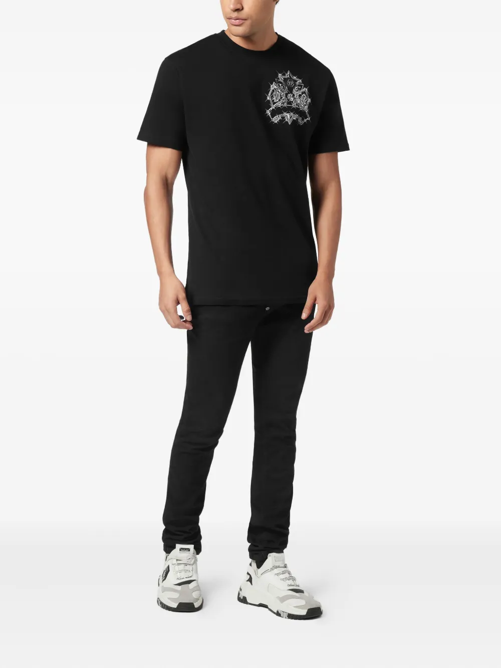 Philipp Plein T-shirt met doodskop - Zwart