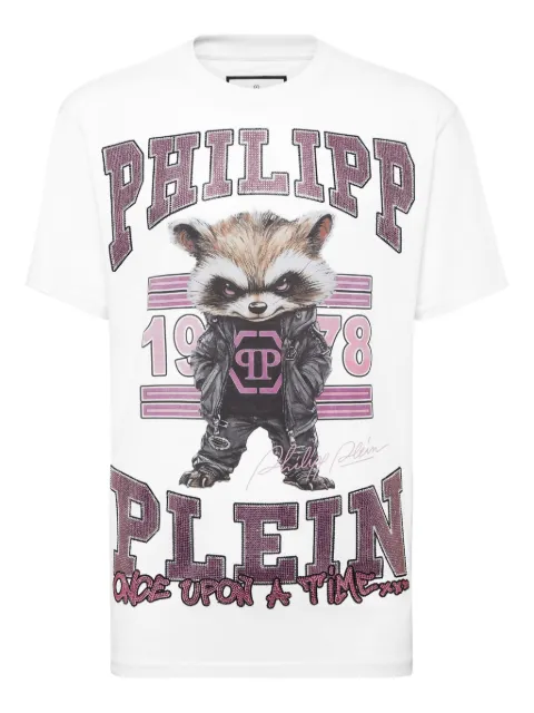 Philipp Plein raccoon-print rhinestone T-shirt