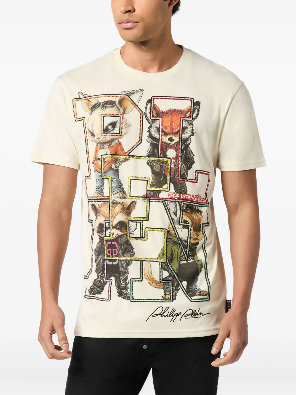 Philipp Plein College Animals T-shirt - Beige