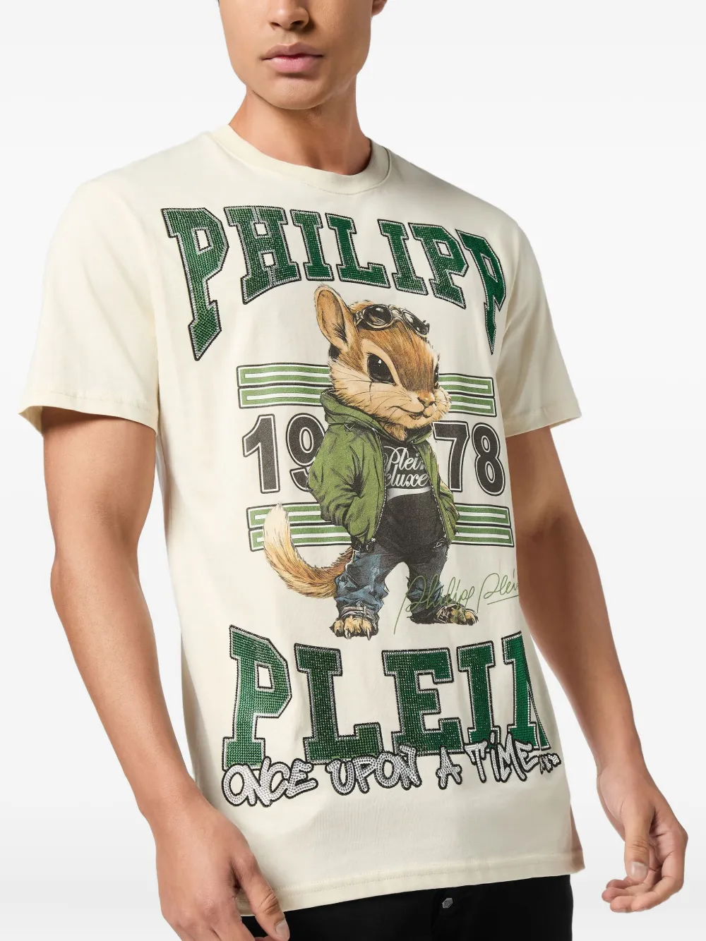 Philipp Plein T-shirt met ronde hals en eekhoornprint Beige