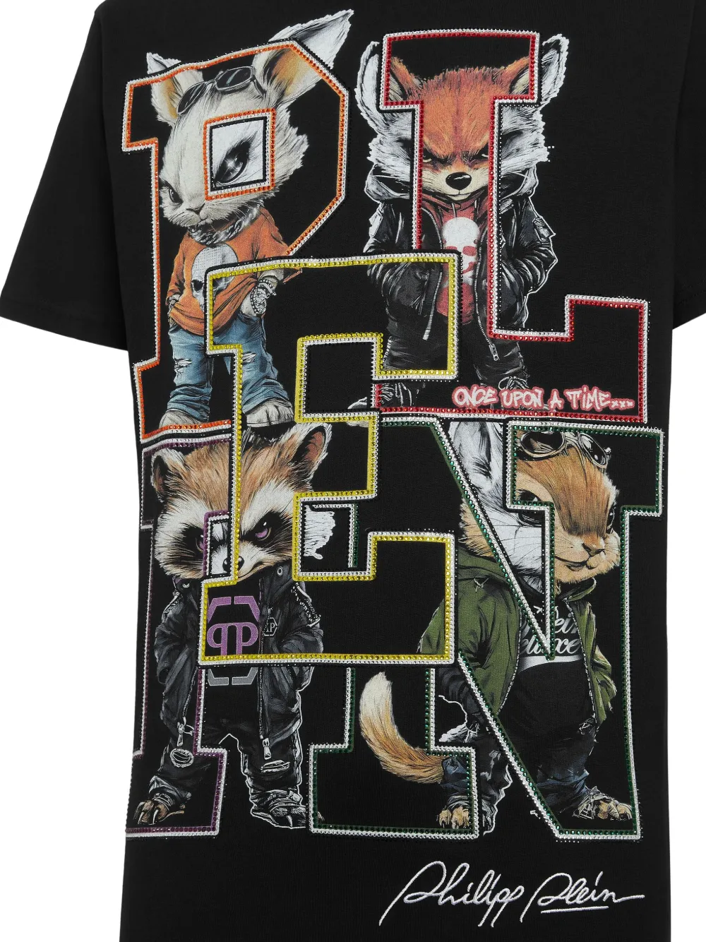 Philipp Plein College Animals Outline T-shirt Zwart