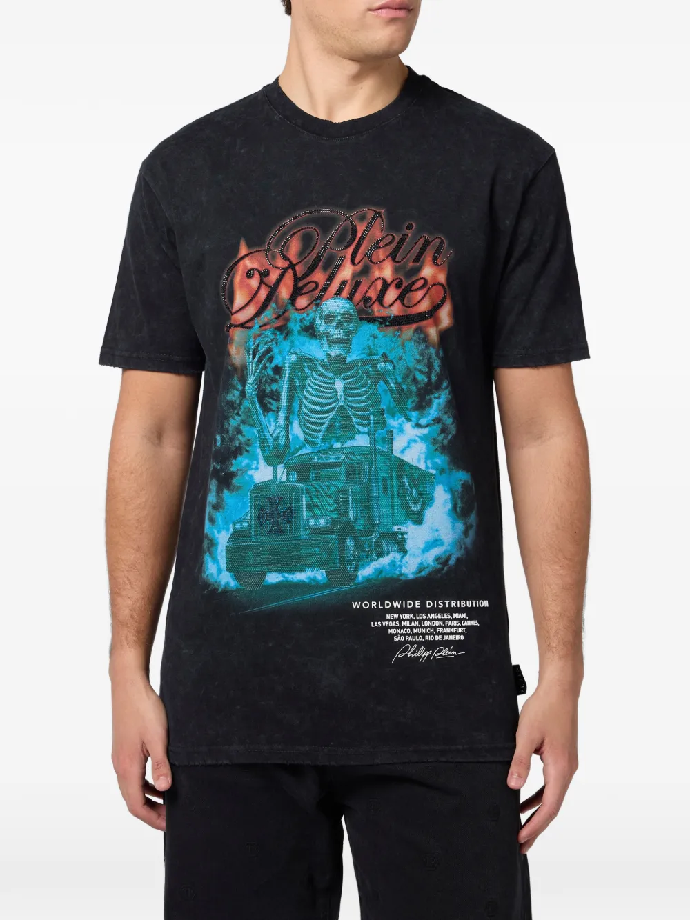 Philipp Plein T-shirt met ronde hals en grafische print Zwart