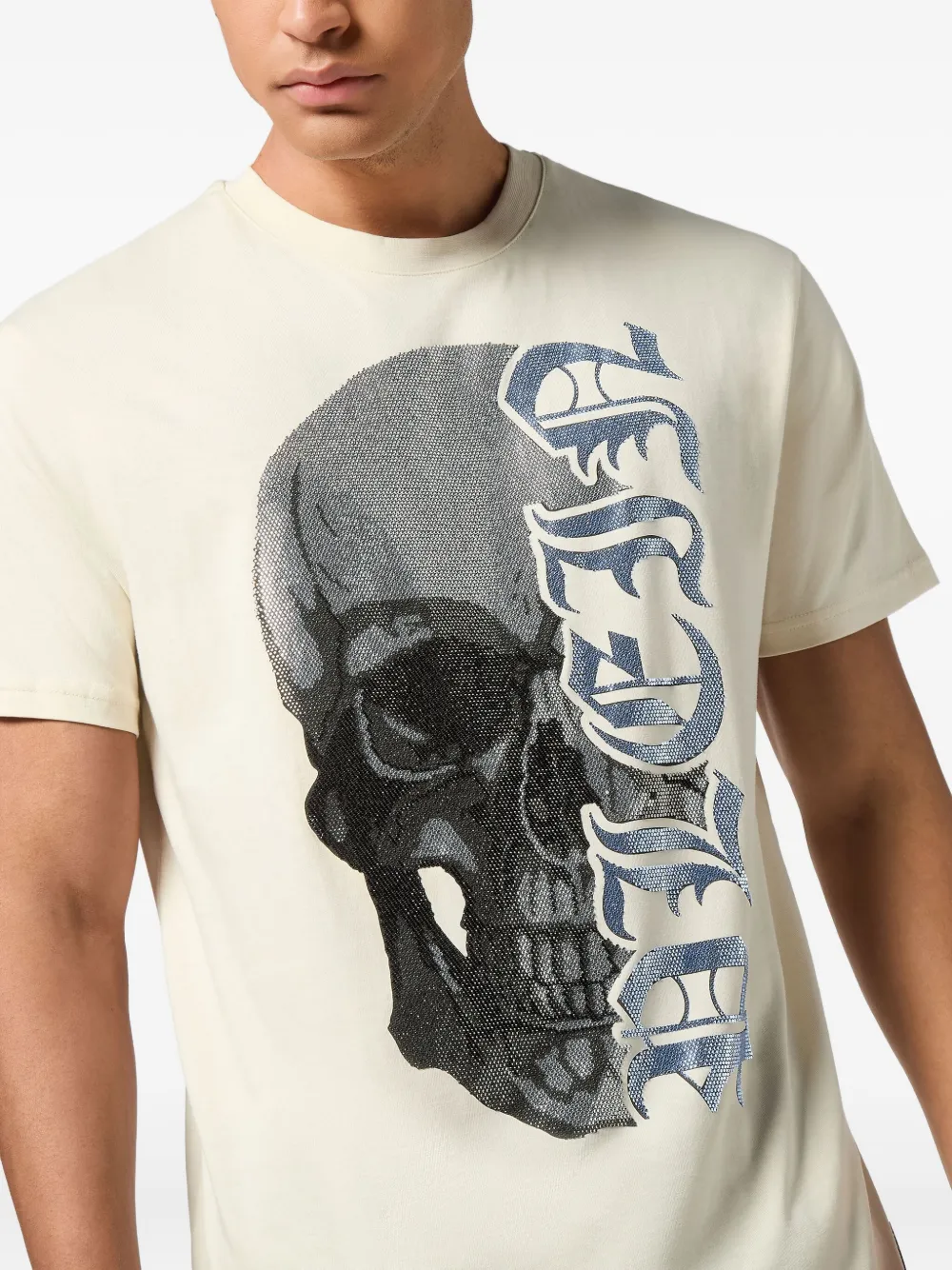 Philipp Plein Overhemd verfraaid met doodskop Beige