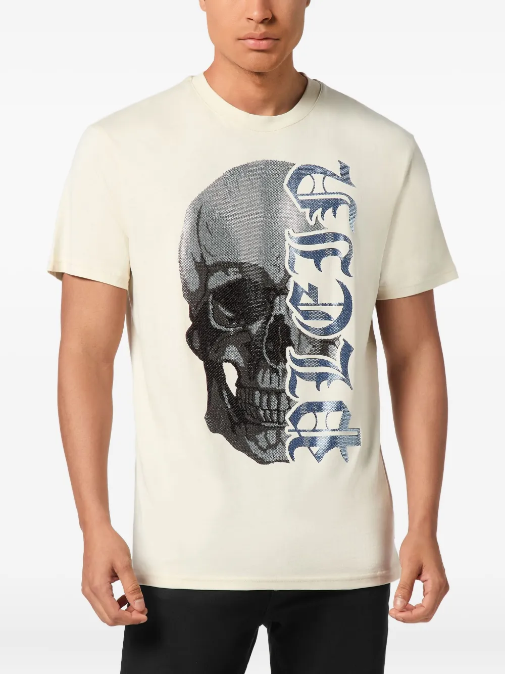 Philipp Plein Overhemd verfraaid met doodskop - Beige