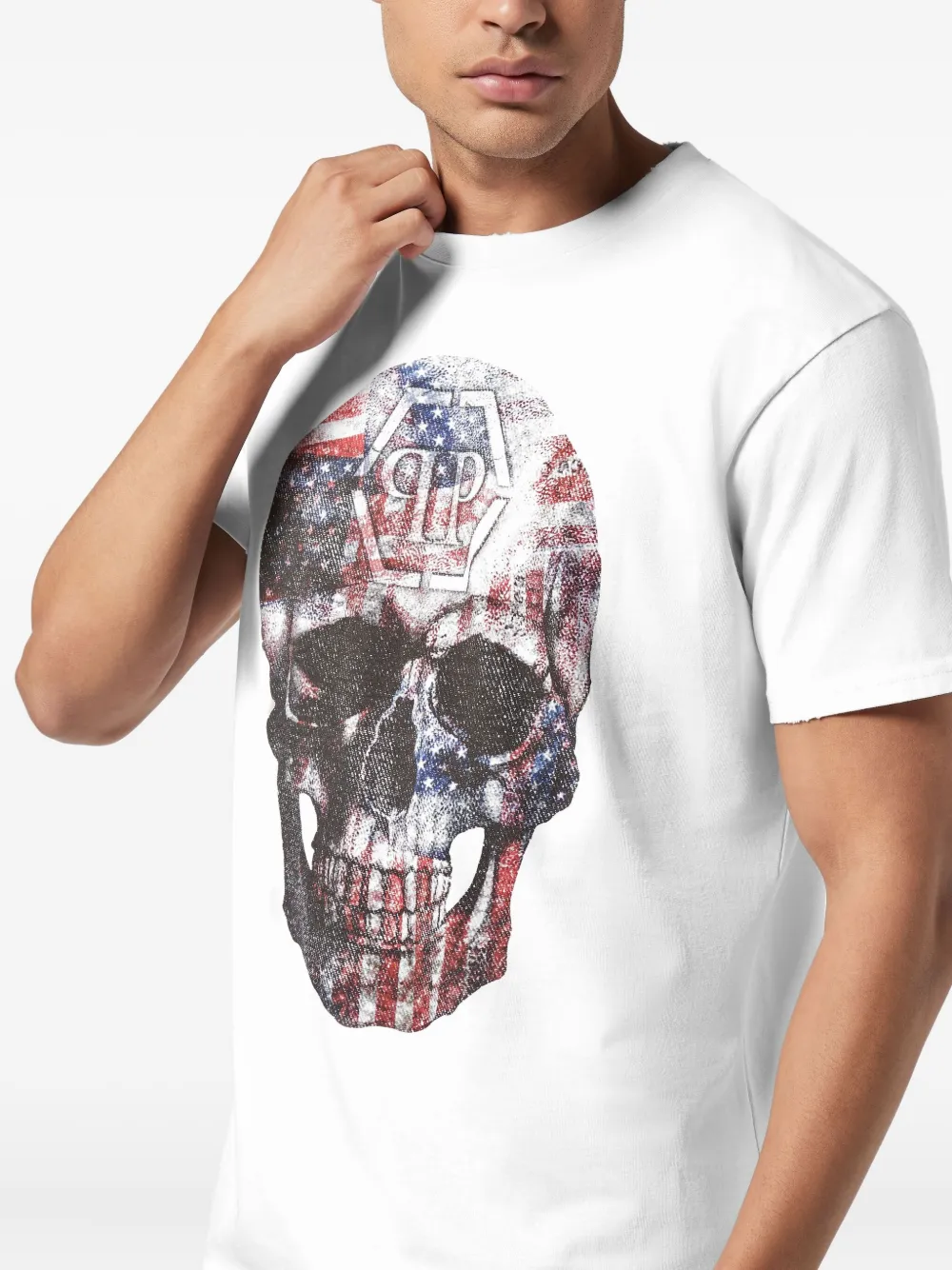 Philipp Plein Skull America T-shirt Wit