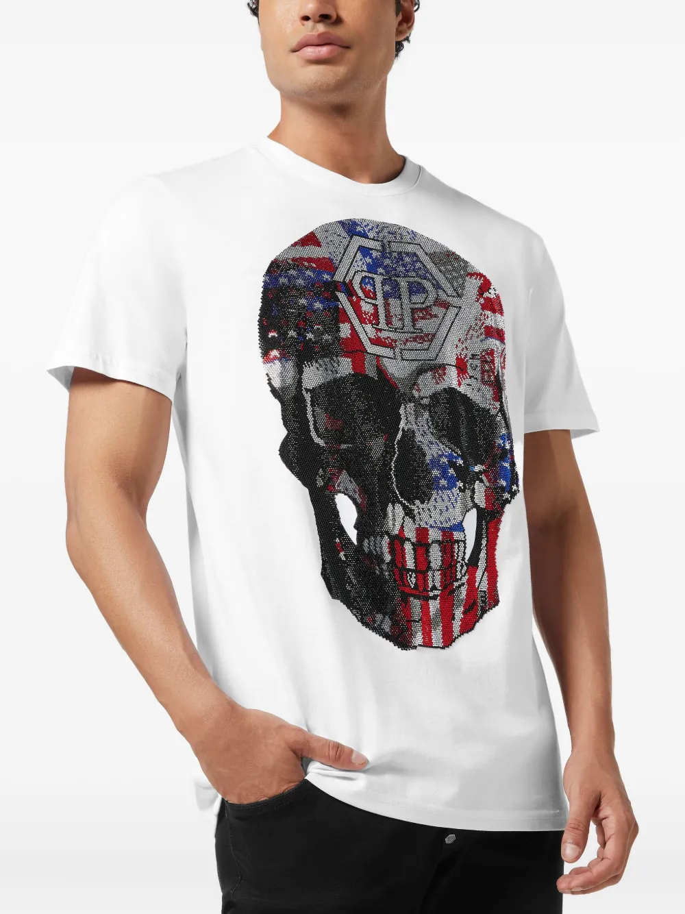 Philipp Plein T-shirt met doodskopprint Wit