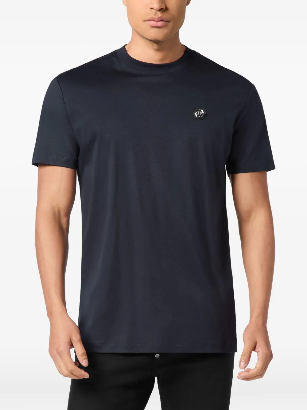 Philipp Plein Katoenen T-shirt met logopatch - Blauw