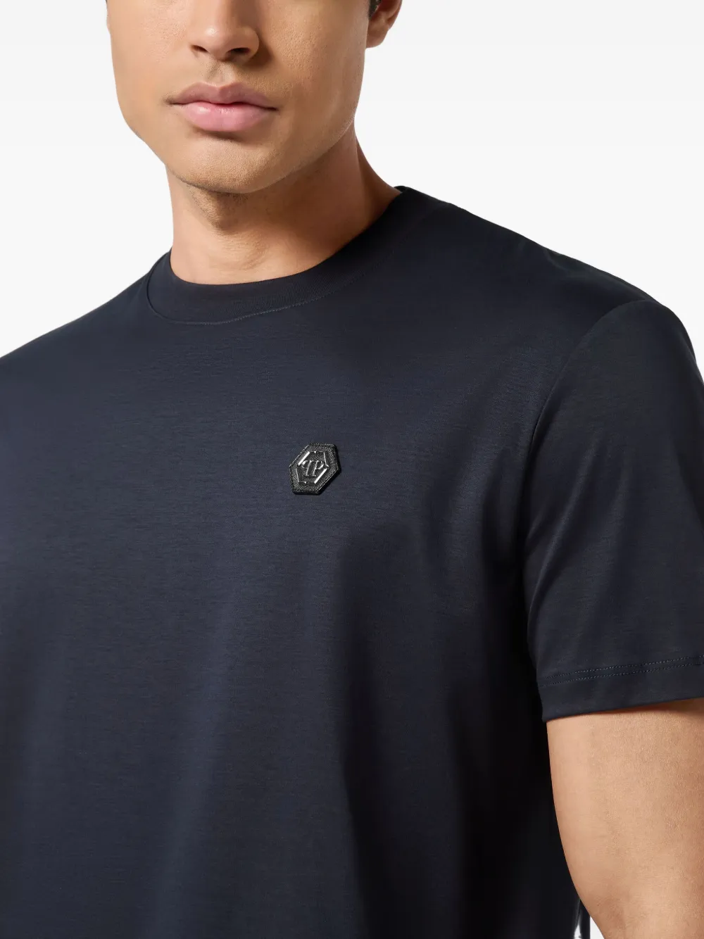 Philipp Plein Katoenen T-shirt met logopatch Blauw