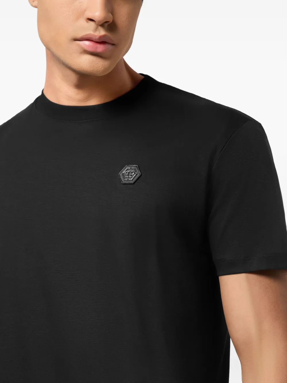 Philipp Plein T-shirt met logoplakkaat Zwart