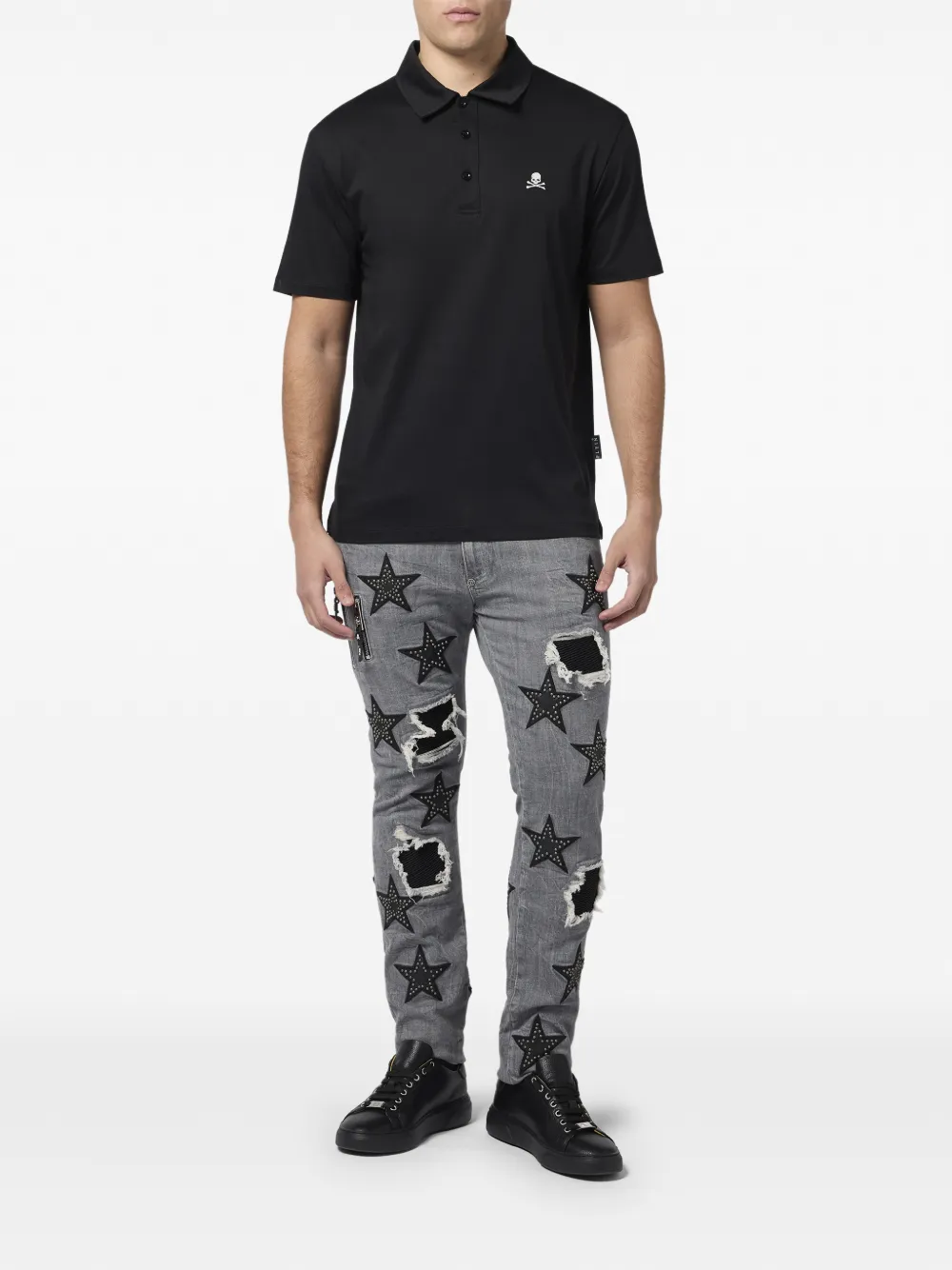 Philipp Plein logo polo shirt - Zwart