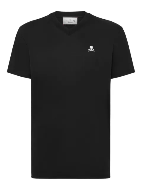 Philipp Plein skull-embroidery v-neck T-shirt