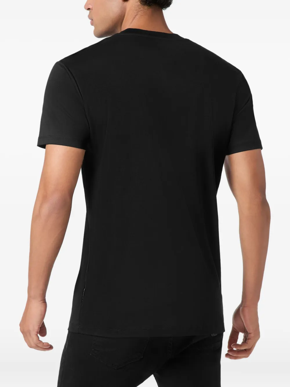 Philipp Plein T-shirt met geborduurde doodskop en V-hals Zwart