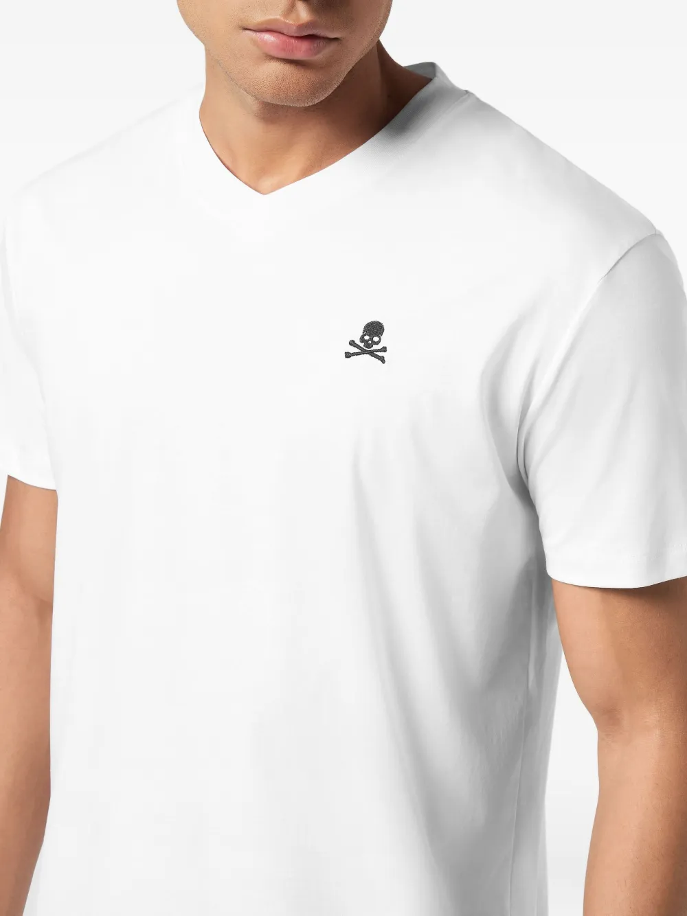 Philipp Plein T-shirt met geborduurde doodskop Wit