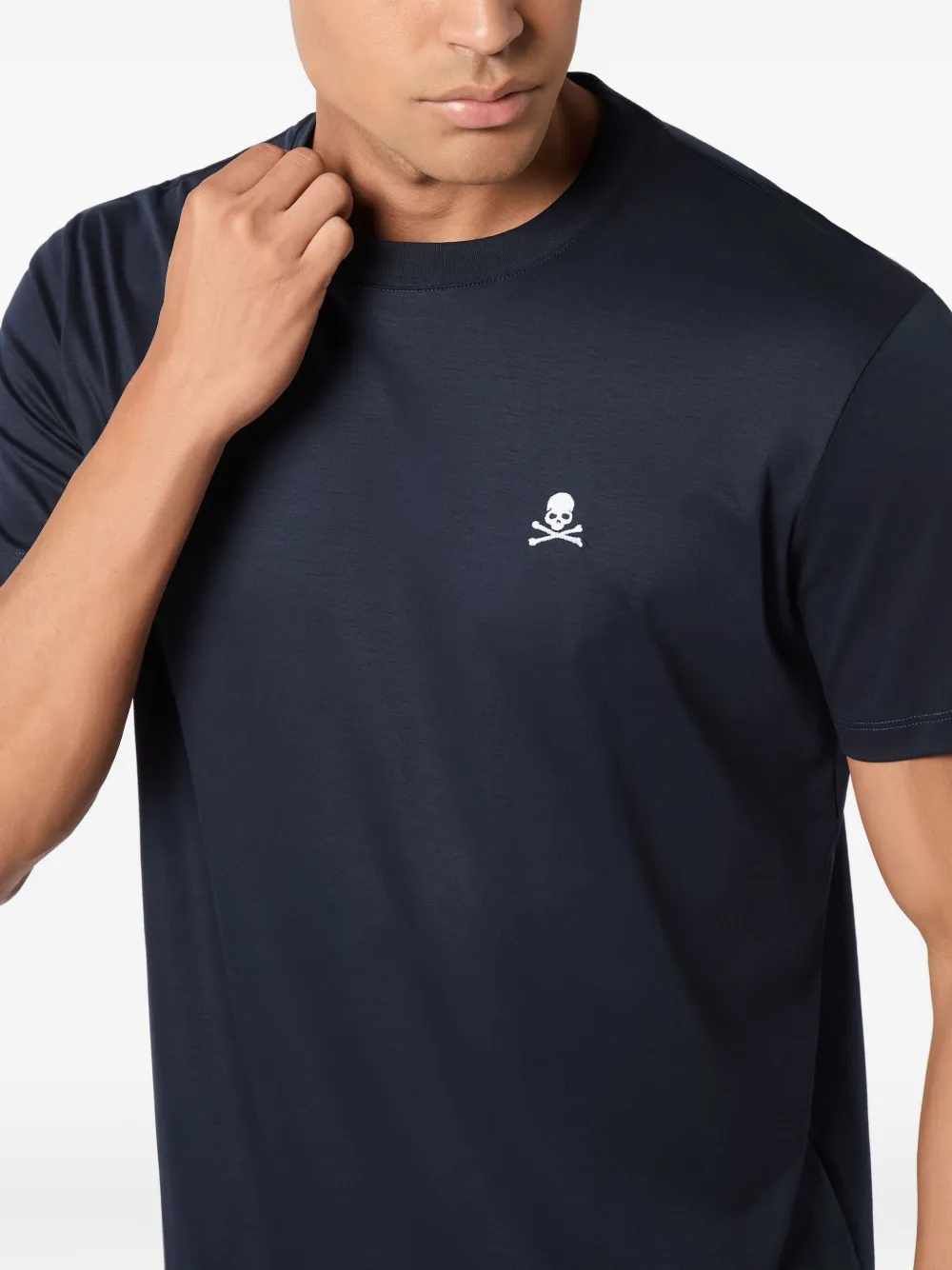 Philipp Plein T-shirt verfraaid met doodskop en ronde hals Blauw