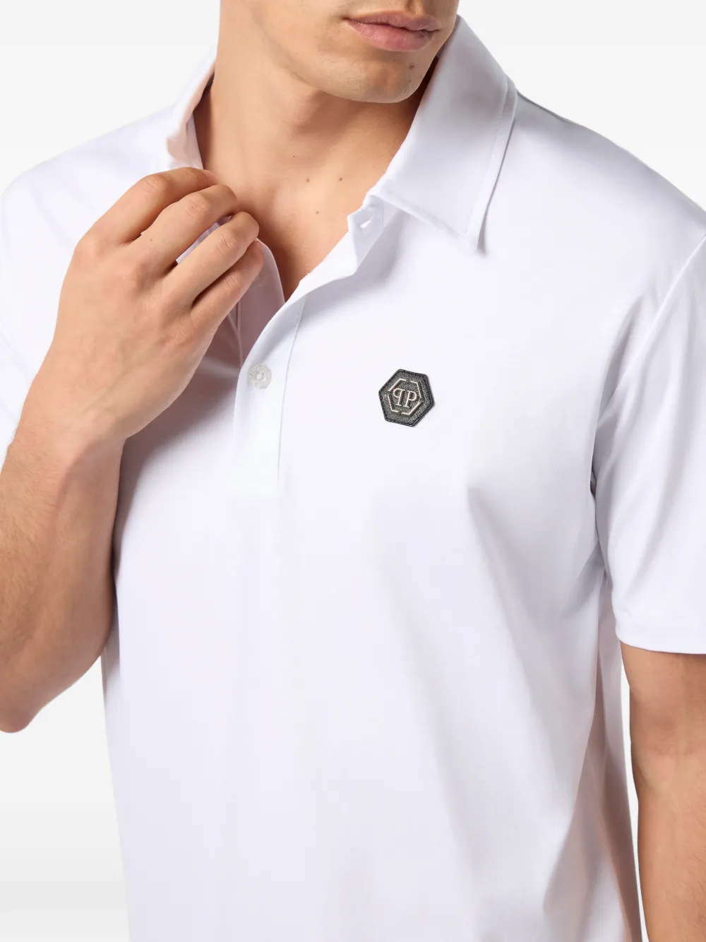 Philipp Plein Poloshirt met zeshoekig logo Wit