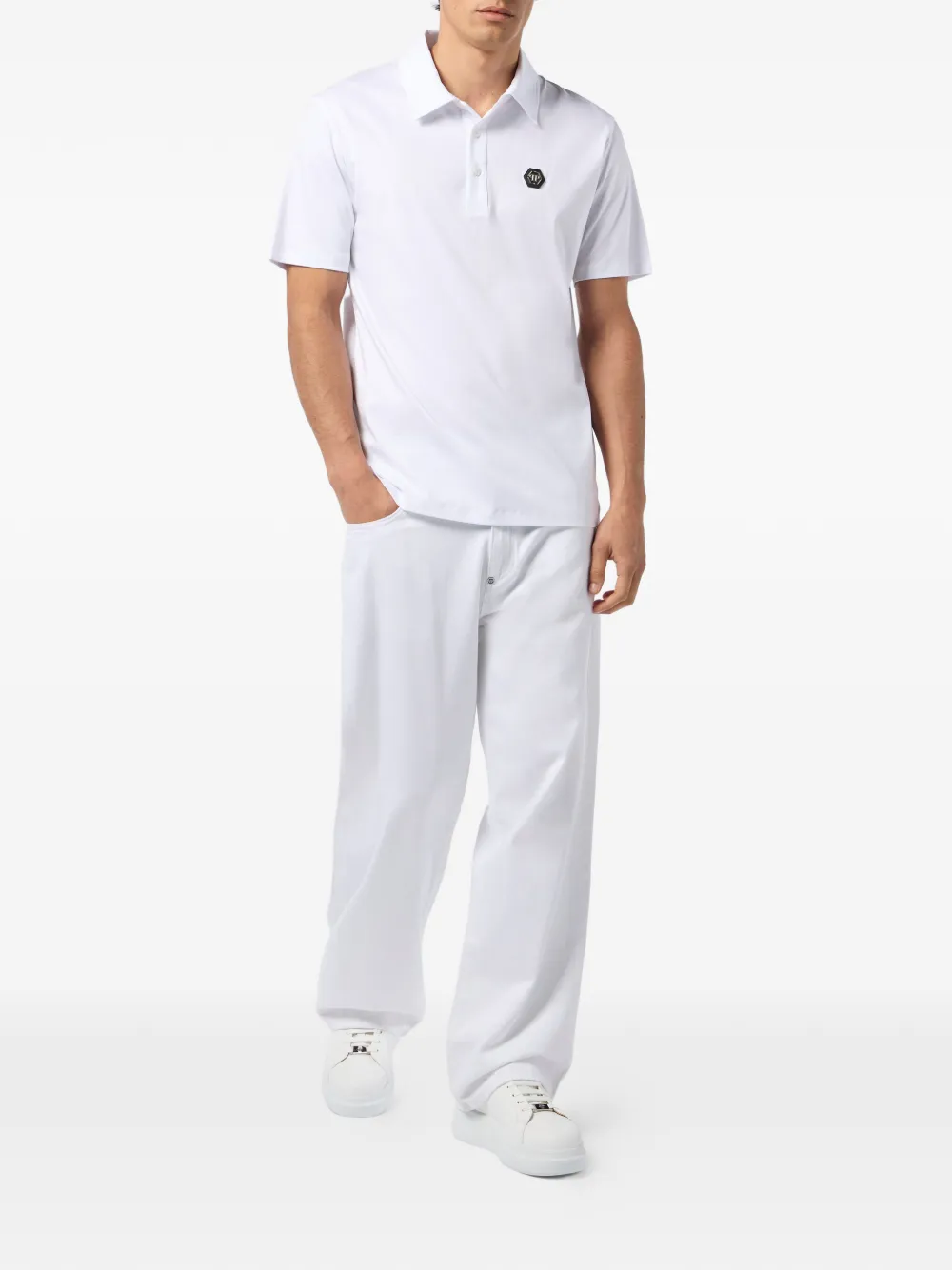 Philipp Plein hexagon-logo polo shirt - Wit