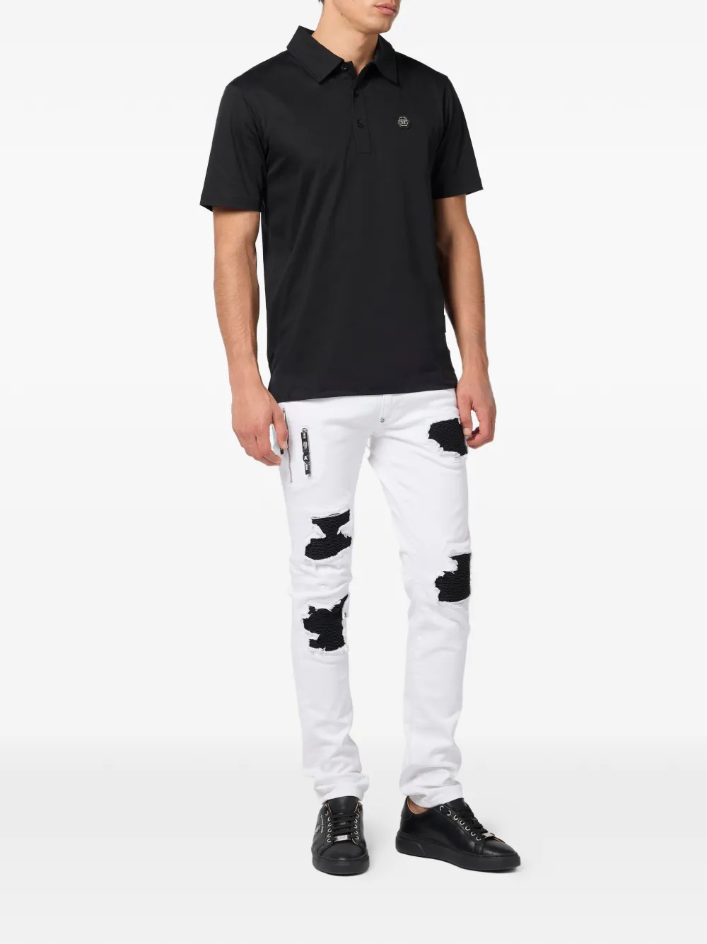 Philipp Plein hexagon-logo polo shirt - Zwart