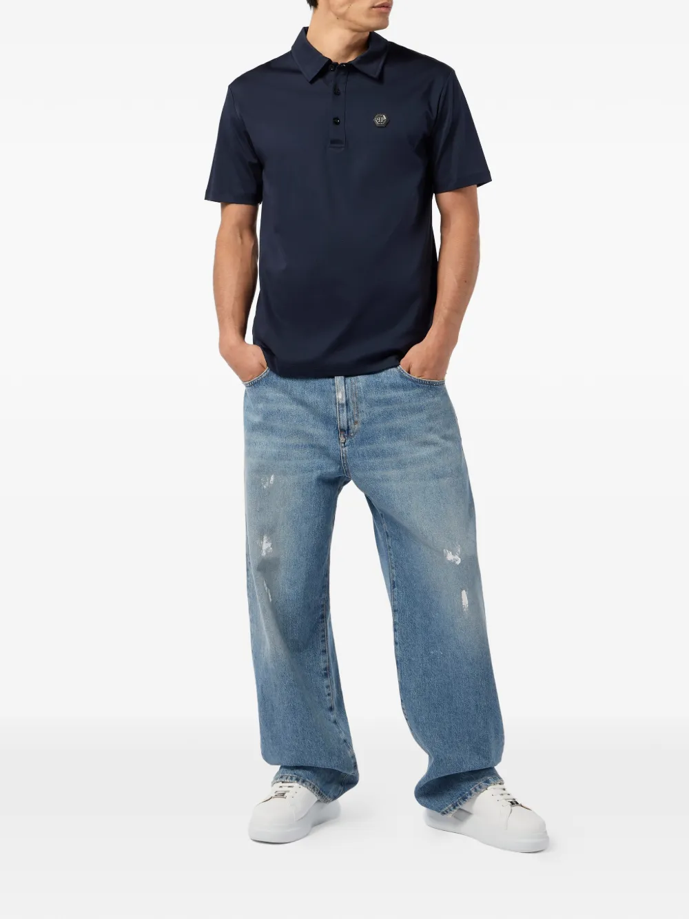 Philipp Plein hexagon-logo polo shirt - Blauw