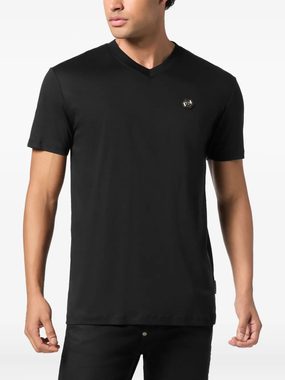 Philipp Plein T-shirt met V-hals - Zwart