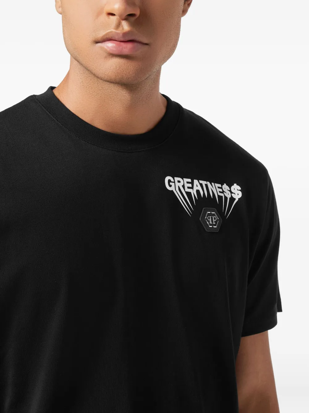 Philipp Plein T-shirt met ronde hals en logoplakkaat Zwart