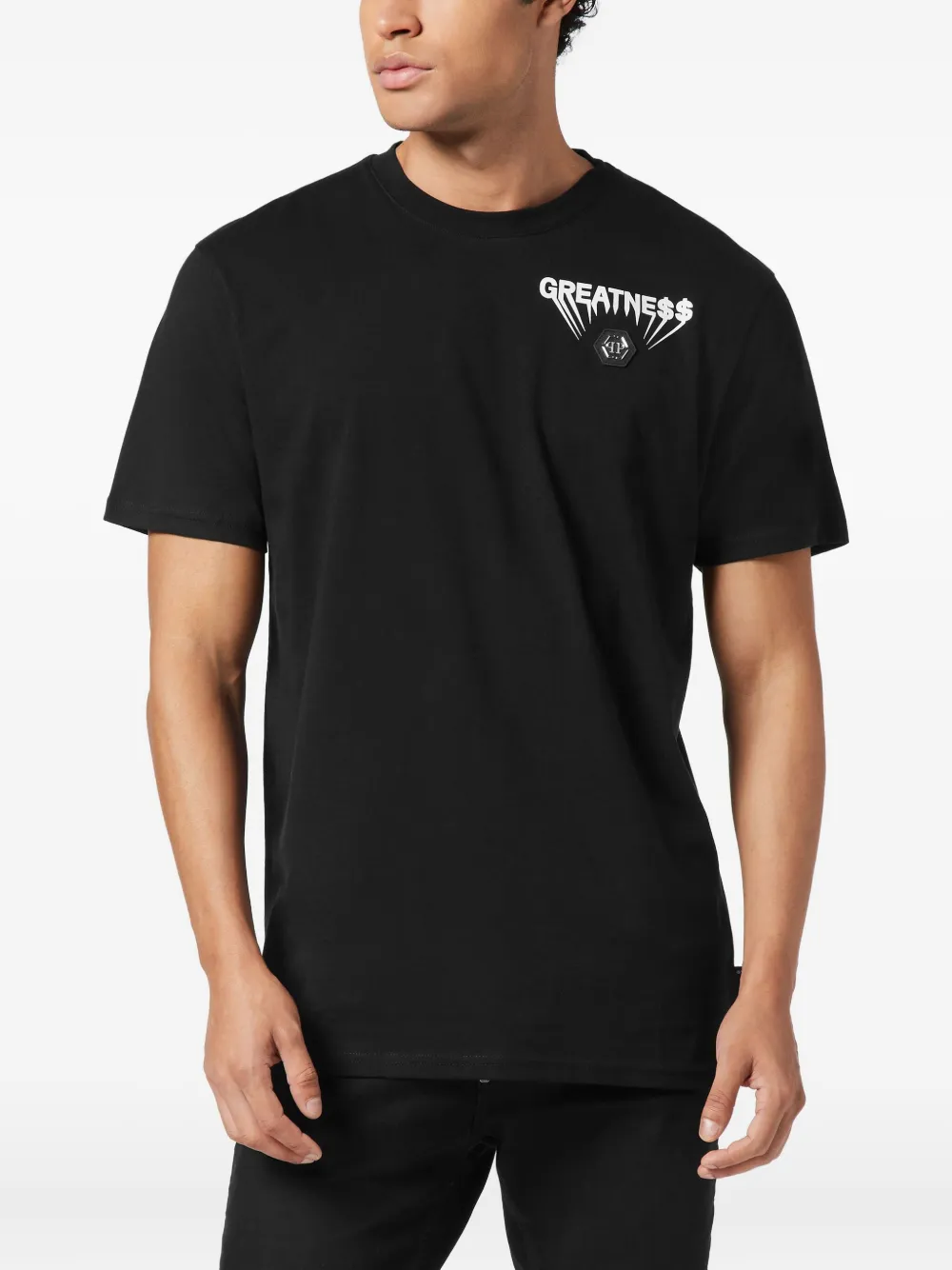 Philipp Plein T-shirt met ronde hals en logoplakkaat - Zwart