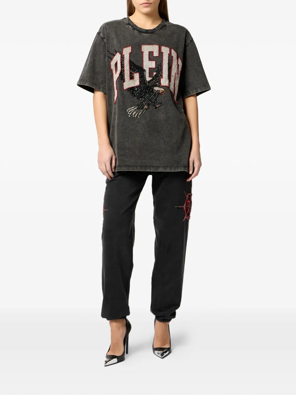 Philipp Plein Eagle T-shirt met ronde hals - Grijs