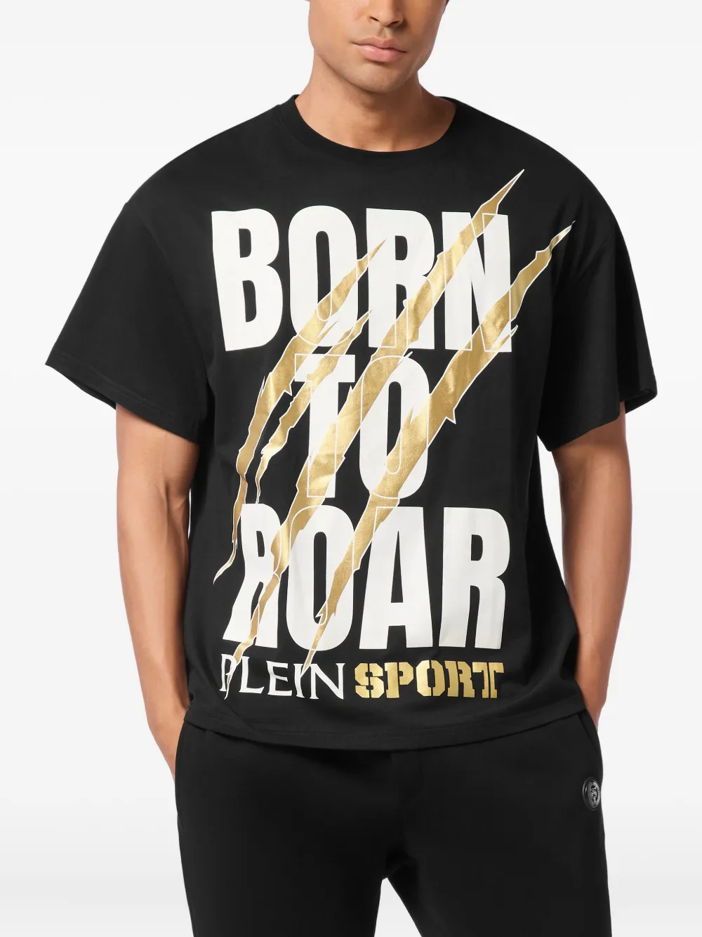 Plein Sport T-shirt met klauwprint - Zwart