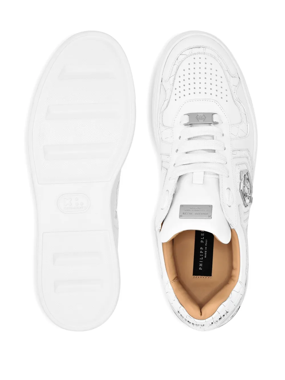 Philipp Plein crocodile-embossed logo trainers White