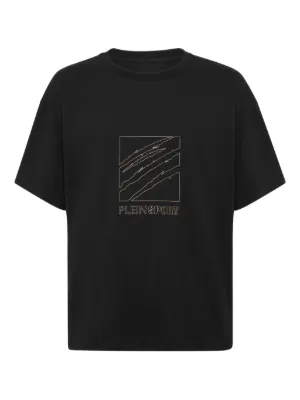 Helmut Lang Logo Embroidered Cotton T-shirt | Black | FARFETCH