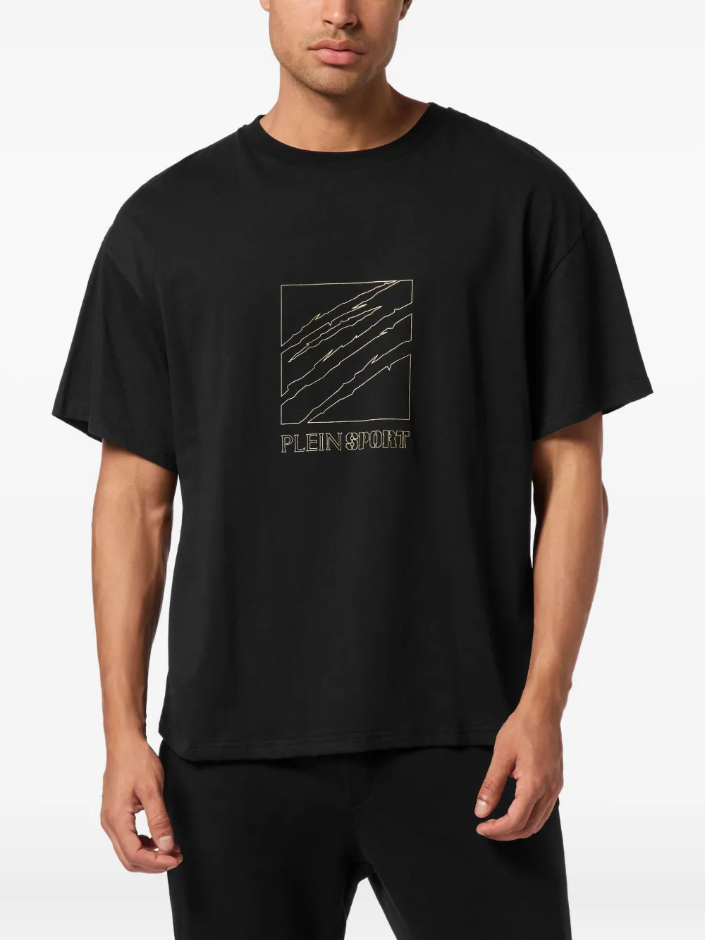 Plein Sport T-shirt met logo van krassen - Zwart