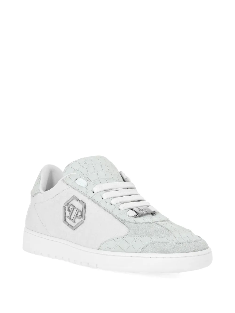 Philipp Plein Mixed Monogram crocodile-effect sneakers White