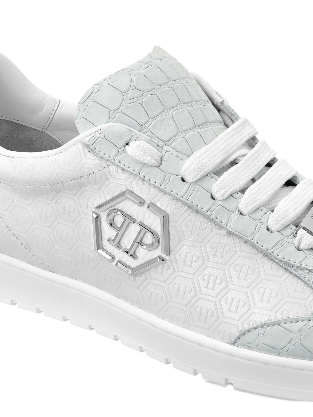 Philipp Plein Mixed Monogram crocodile-effect sneakers White