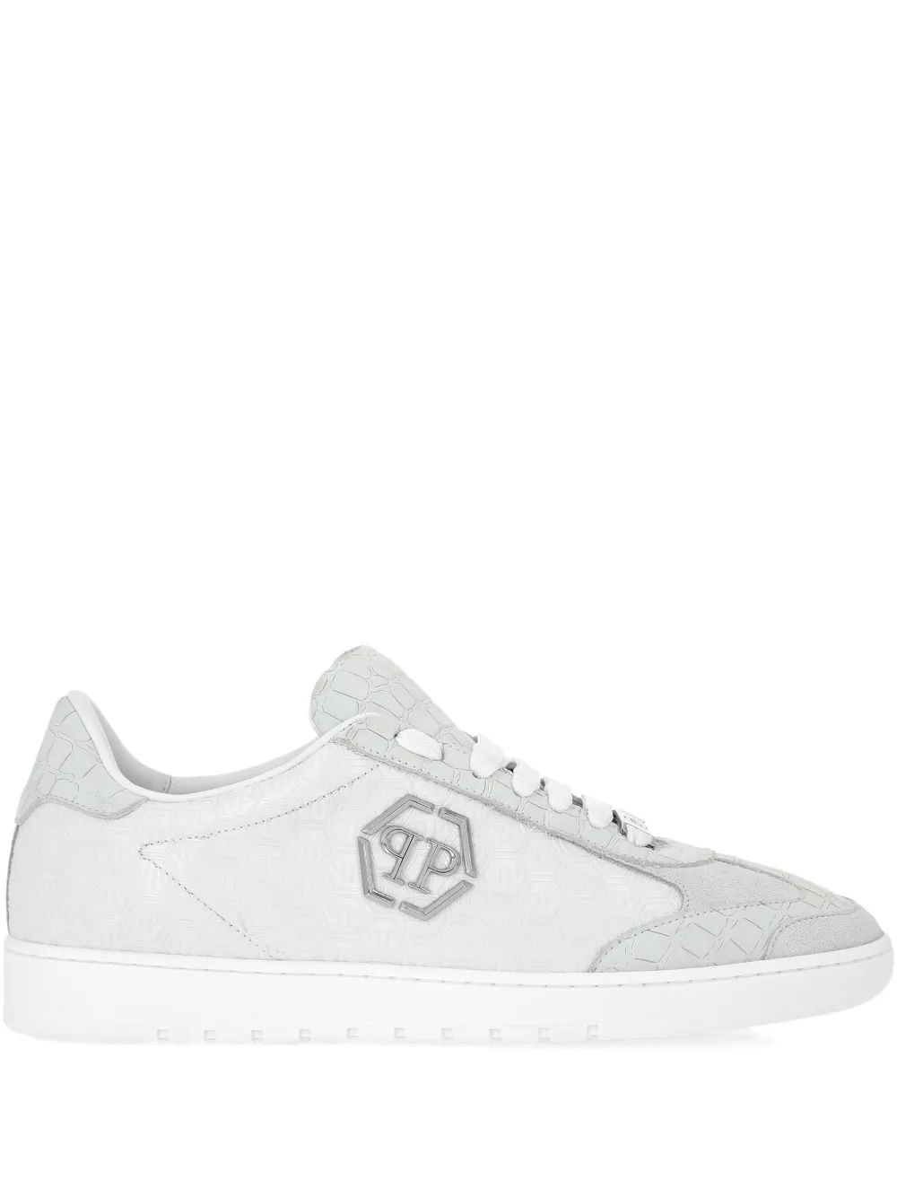 Philipp Plein Mixed Monogram crocodile-effect sneakers White