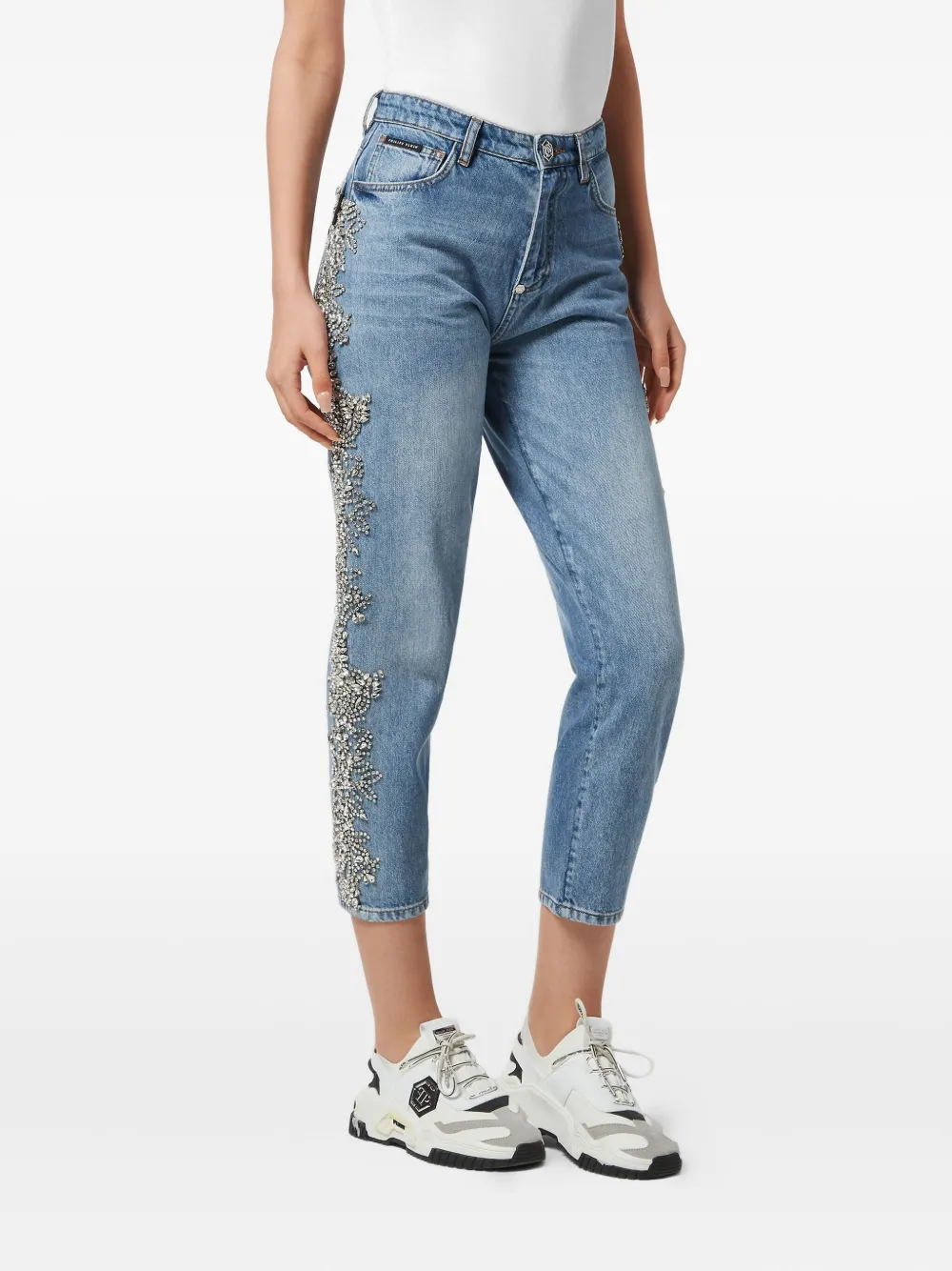 Philipp Plein Jeans verfraaid met kristallen - Blauw