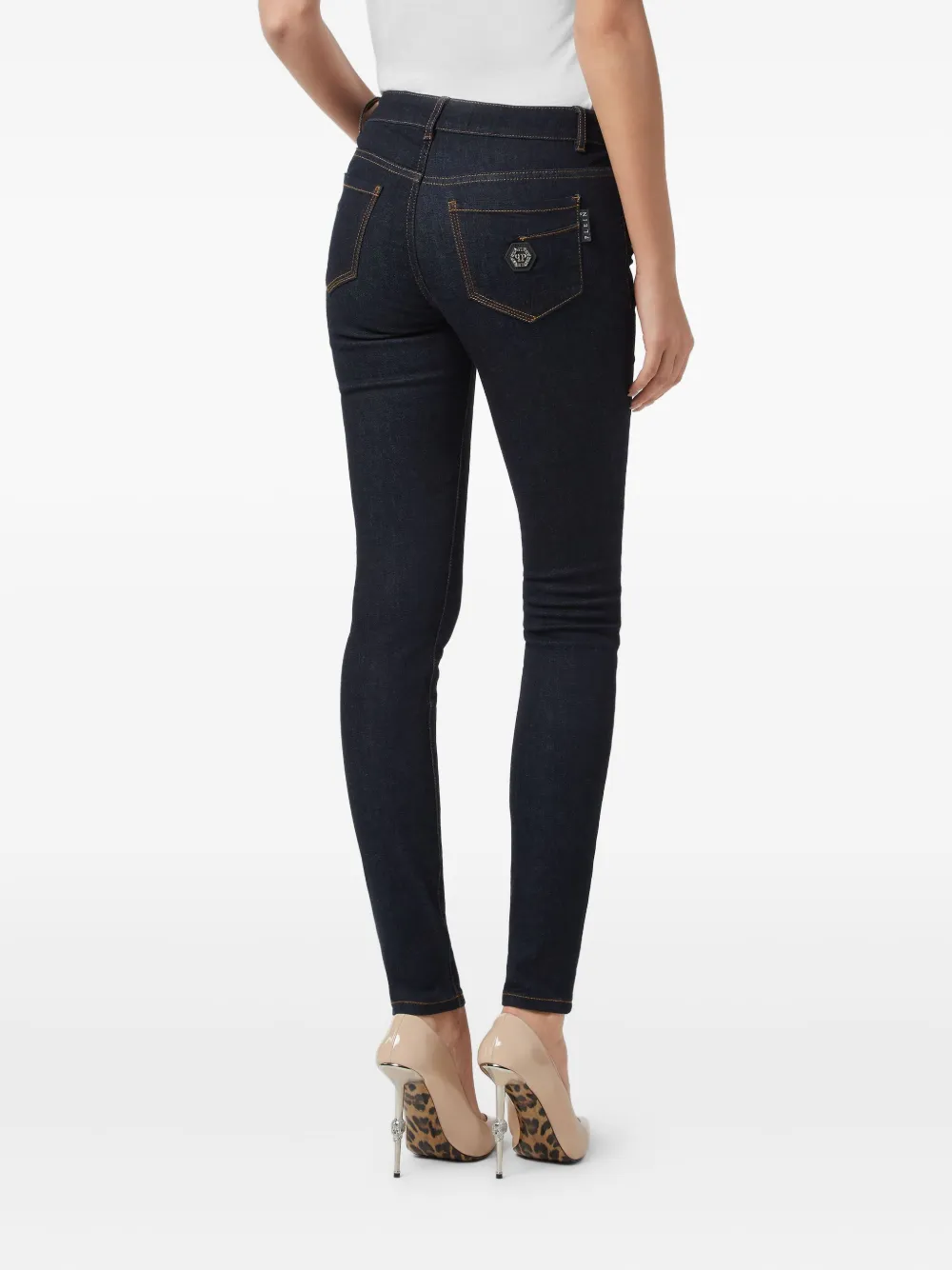 Philipp Plein Logo-plaque Skinny Jeans In Blue