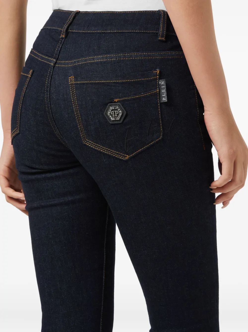 Philipp Plein Logo-plaque Skinny Jeans In Blue