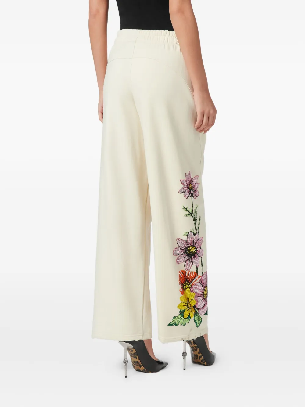 Philipp Plein Broek met geborduurde bloemen Beige