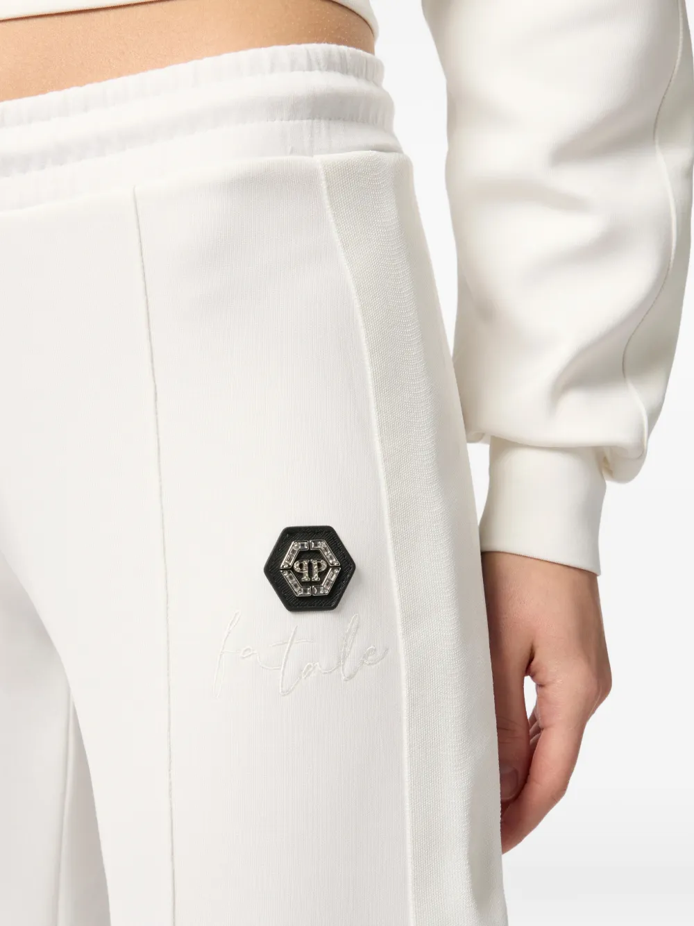 Philipp Plein Fatale chenille ruimvallende broek Wit