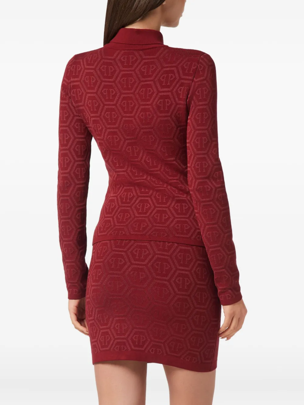 Philipp Plein Logo-pattern Turtleneck Sweater In Brown