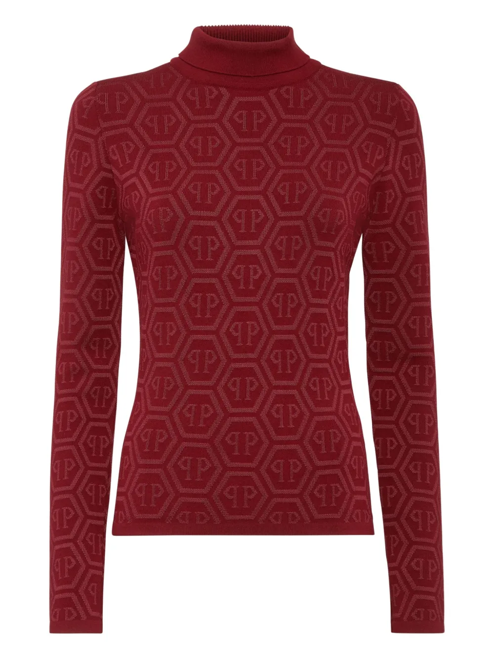 Philipp Plein Logo-pattern Turtleneck Sweater In Brown