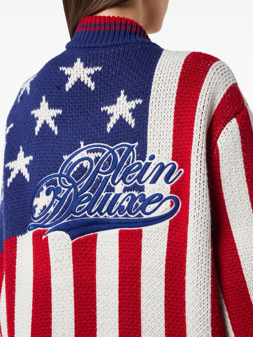 Philipp Plein Distressed Oversize Cardigan America In Multi