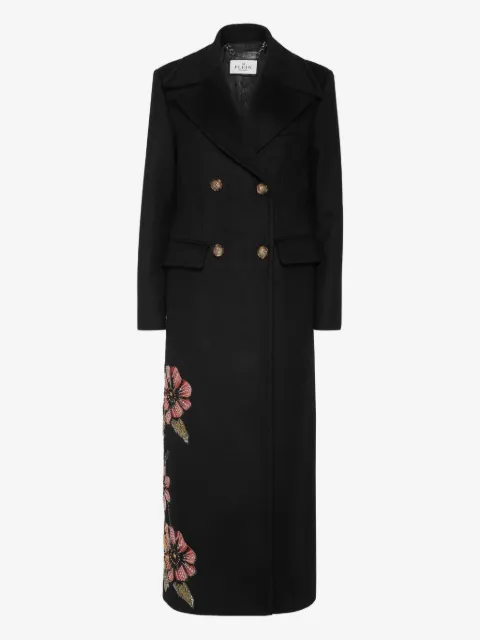 Philipp Plein double-breasted embroidered long coat fairy